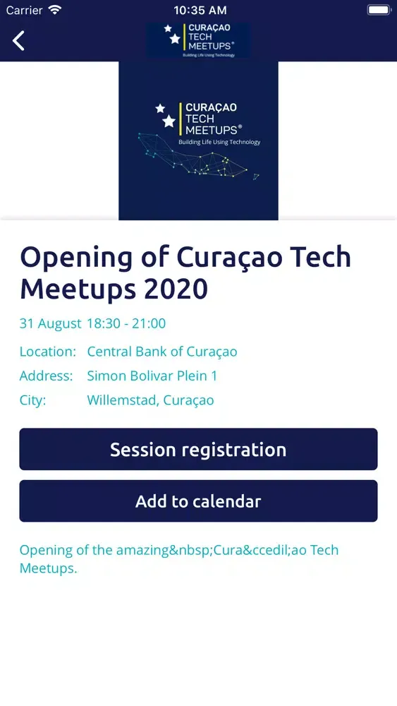 Captures d'écran de Curacao Tech Meetups