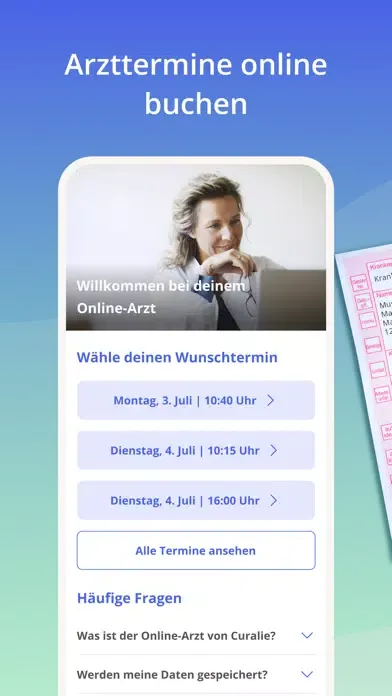 Tangkapan layar Online-Arzt von Curalie