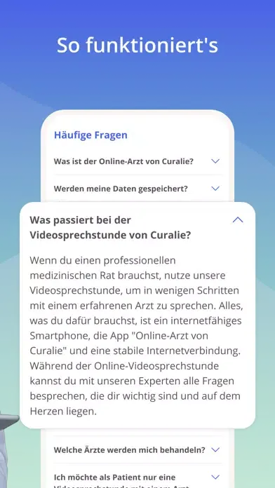 Tangkapan layar Online-Arzt von Curalie