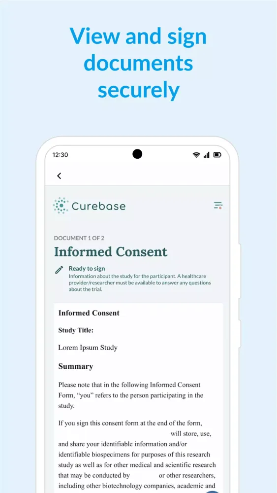 ภาพหน้าจอของ Curebase
