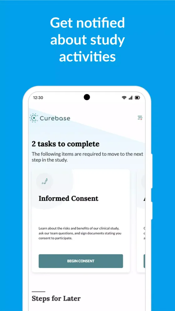 ภาพหน้าจอของ Curebase