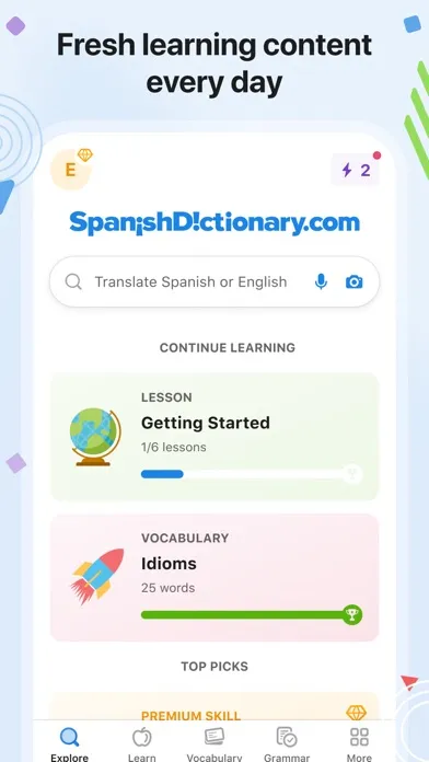 SpanishDictionary.com Learning Screenshots