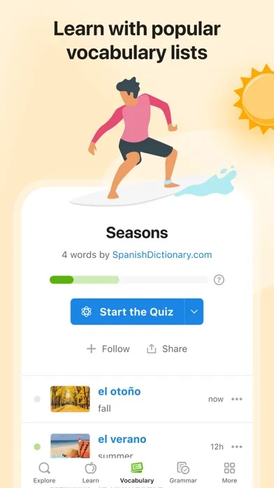 SpanishDictionary.com Learning Screenshots