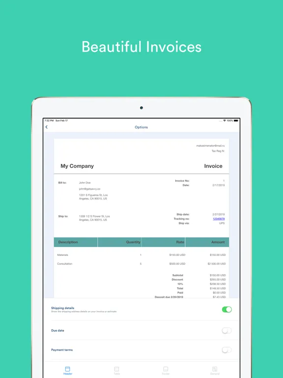 Savvy - Invoices & Estimates iPad  स्क्रीनशॉट