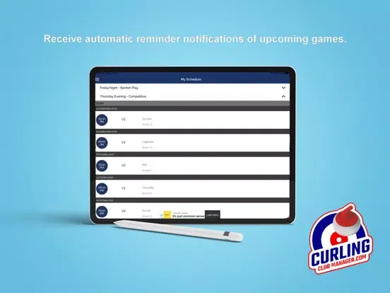 Curling Club Manager iPad  स्क्रीनशॉट