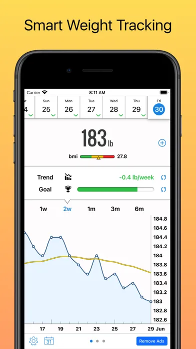 Capturas de tela do Weight Diary Lite