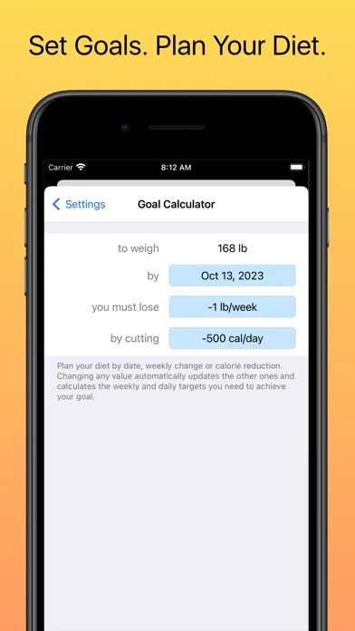 Capturas de tela do Weight Diary Lite