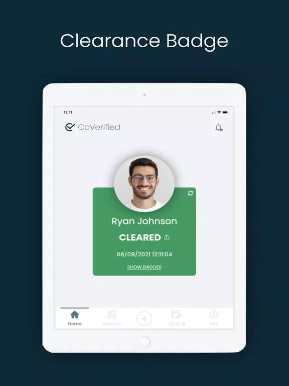 CoVerified App iPad  سکرین شاٹس