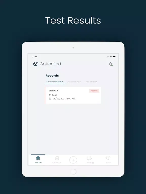 CoVerified App iPad  سکرین شاٹس