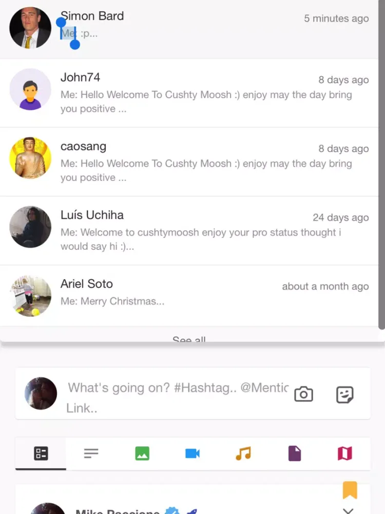 Zrzuty ekranu Cushty Moosh Social Media iPad 