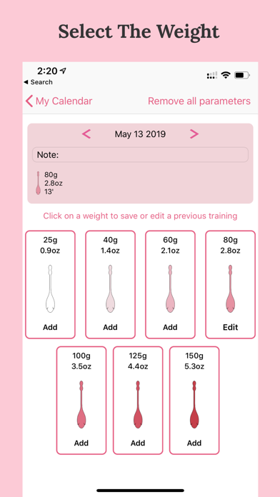 Capturas de tela do Kegel Weights by Joy ON