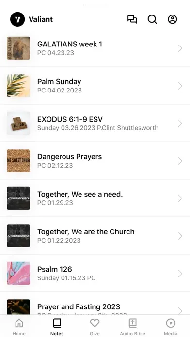 Capturas de pantalla de Valiant Church App