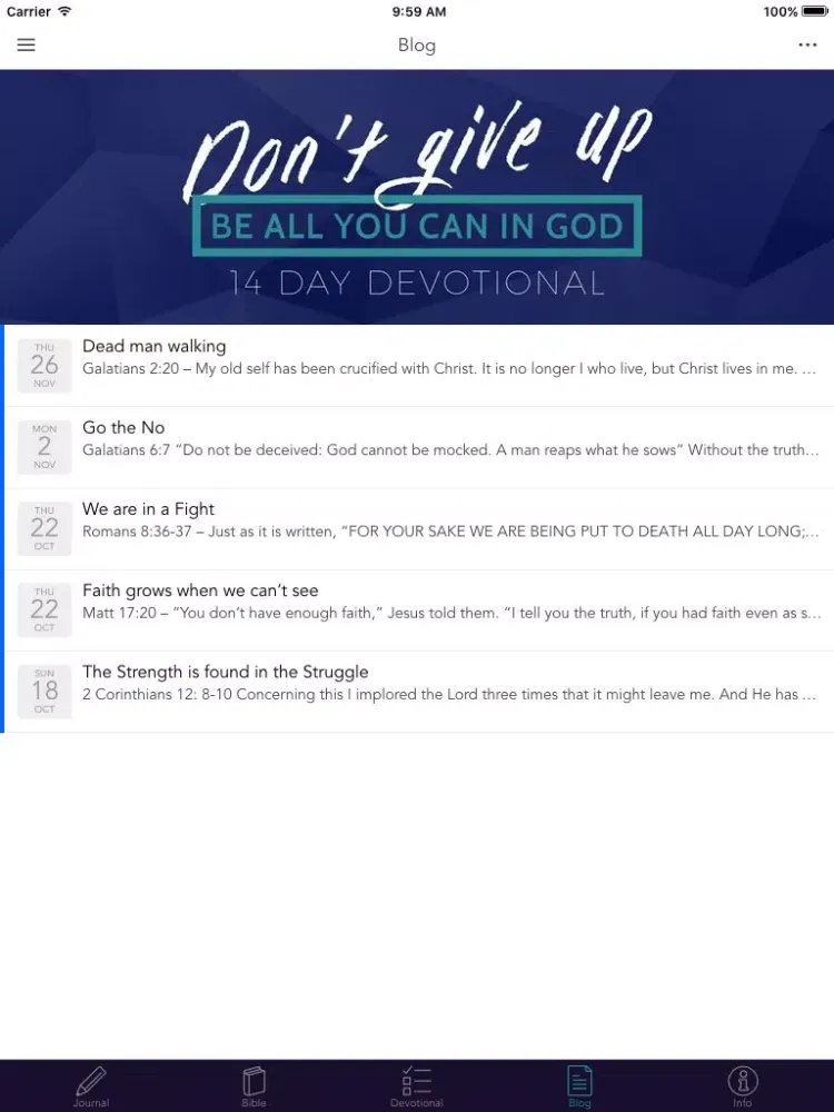تصاویر Don't Give Up! Devotional iPad 