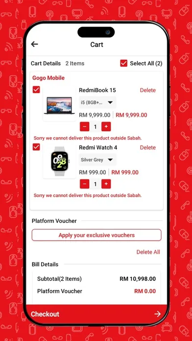 Capturas de tela do GoGo Mall