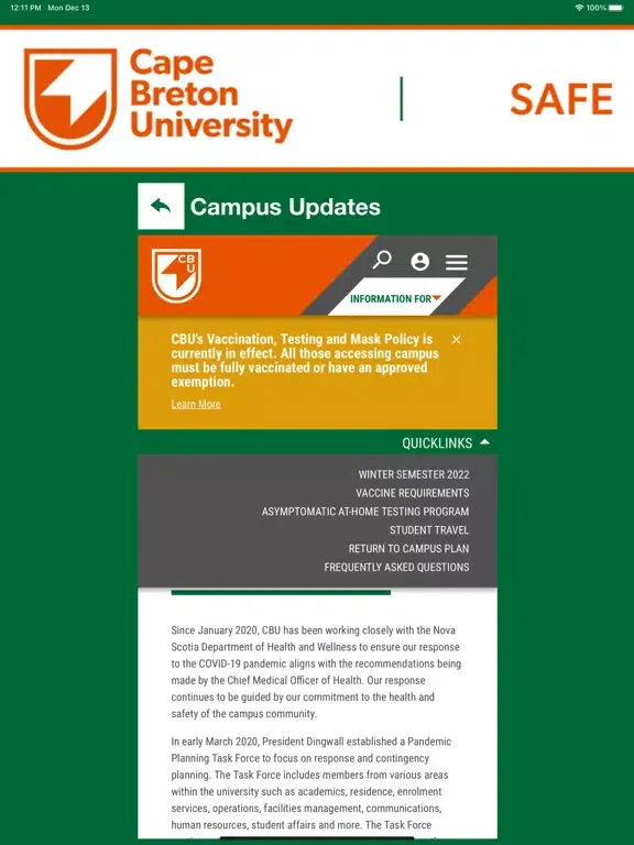 CBU SAFE iPad  স্ক্রিনশট