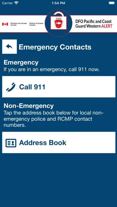 DFO/CCG Pac-West Alert Screenshots