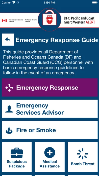DFO/CCG Pac-West Alert Screenshots
