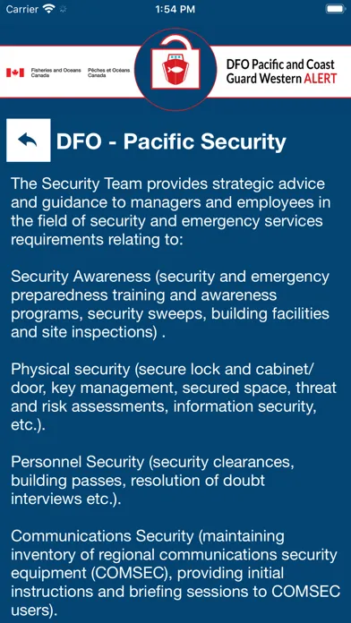 DFO/CCG Pac-West Alert Screenshots