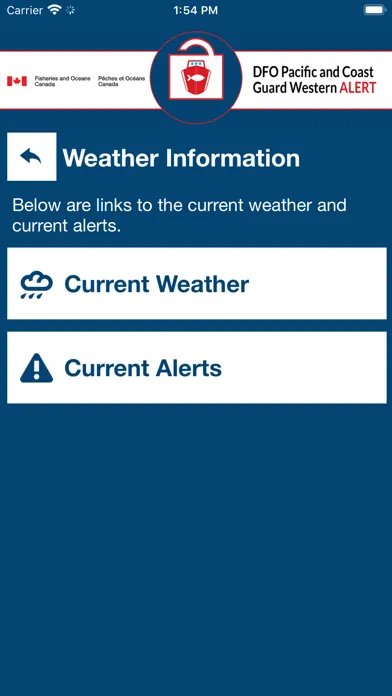 DFO/CCG Pac-West Alert Screenshots