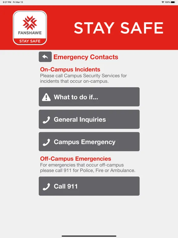 Скриншоты Fanshawe Stay Safe iPad 