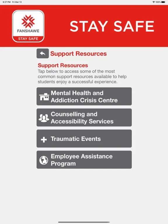 Скриншоты Fanshawe Stay Safe iPad 