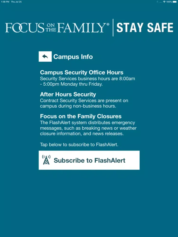 Zrzuty ekranu Stay Safe - FOTF iPad 