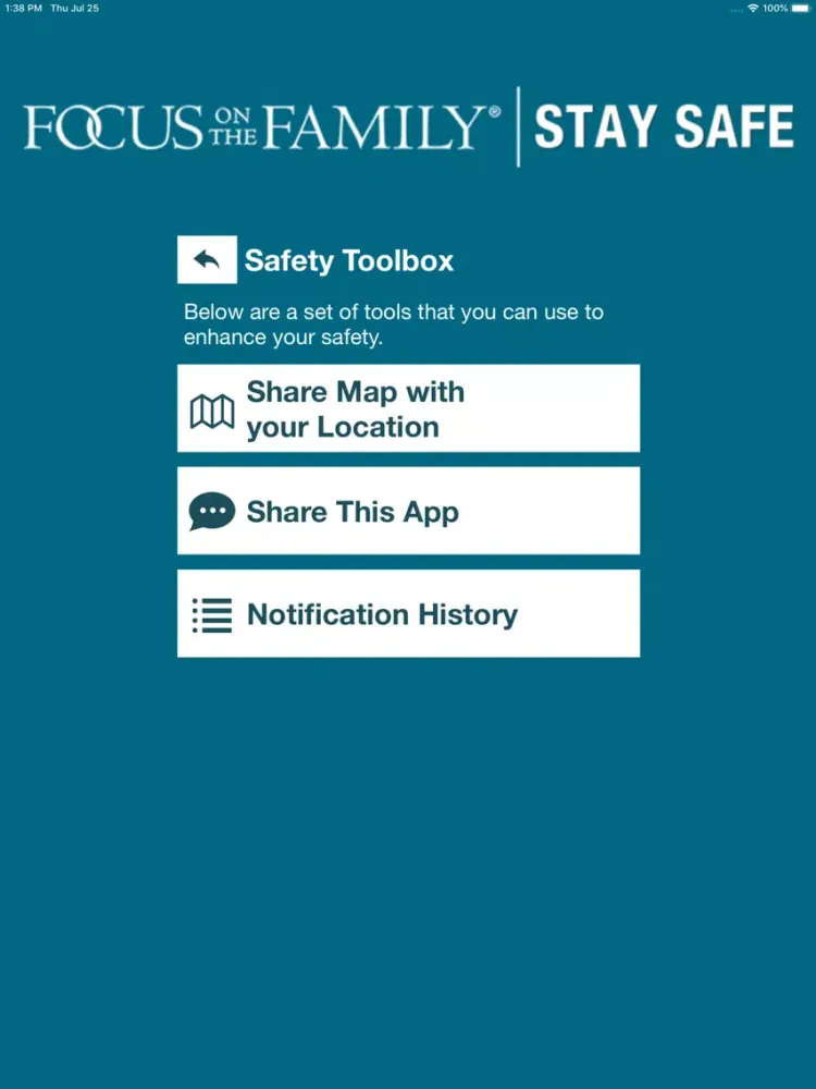 Zrzuty ekranu Stay Safe - FOTF iPad 