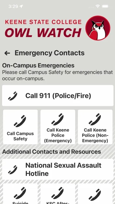 OWL WATCH Keene State College 스크린샷