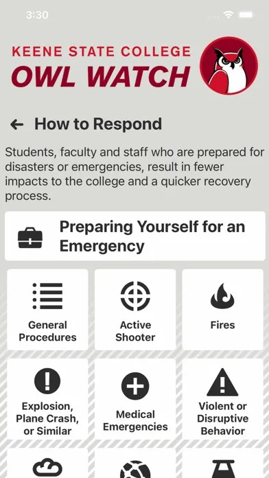 OWL WATCH Keene State College 스크린샷