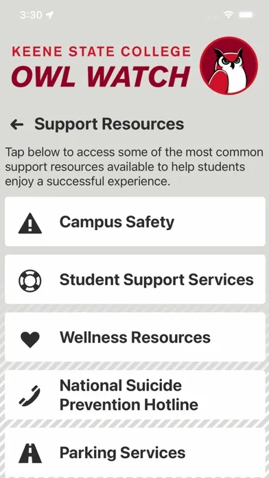 OWL WATCH Keene State College 스크린샷