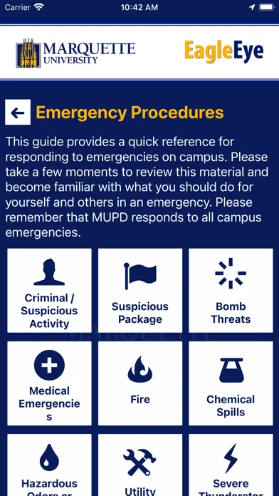 Capturas de tela do EagleEye -Marquette University