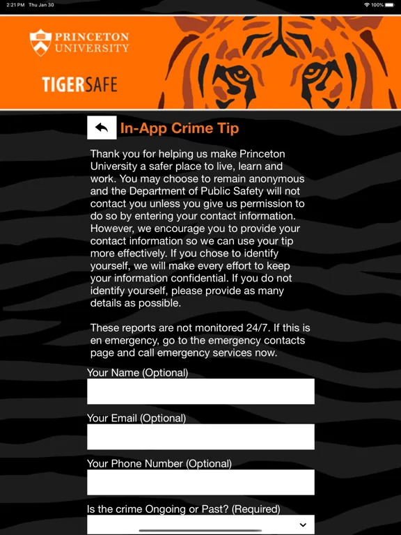 Ảnh chụp màn hình của TigerSafe - Princeton iPad 