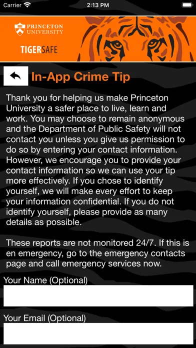 Ảnh chụp màn hình của TigerSafe - Princeton