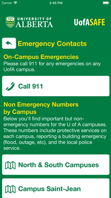 Ảnh chụp màn hình của UofA Safe