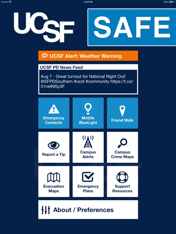 UCSF Safe iPad  Screenshots