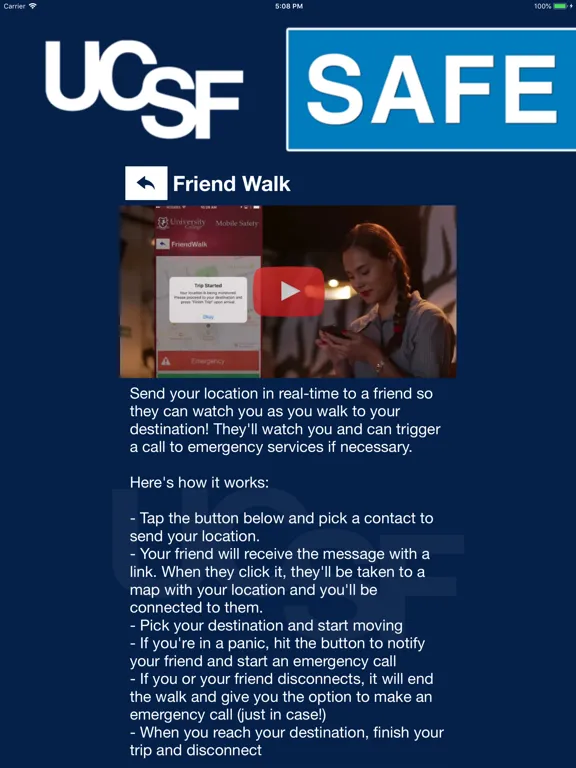 UCSF Safe iPad  Screenshots