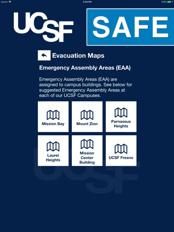 UCSF Safe iPad  Screenshots
