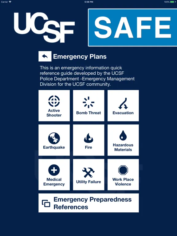 UCSF Safe iPad  Screenshots
