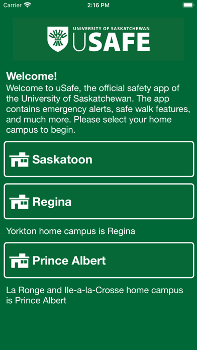 uSafe - Uni of Saskatchewan 스크린샷