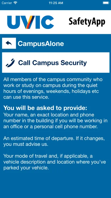 UVic SafetyApp Screenshots