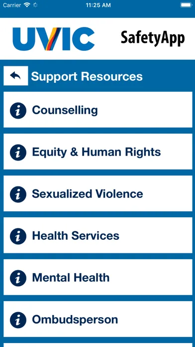 UVic SafetyApp Screenshots