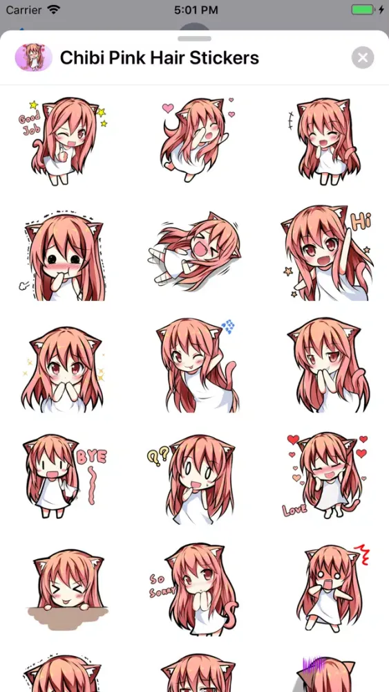 Captures d'écran de Cute Pink Hair Stickers