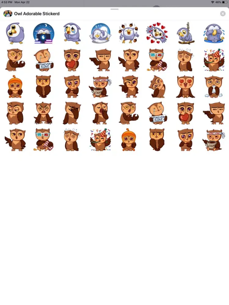 Скриншоты Adorable Owl Stickers iPad 