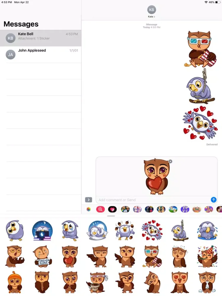Скриншоты Adorable Owl Stickers iPad 