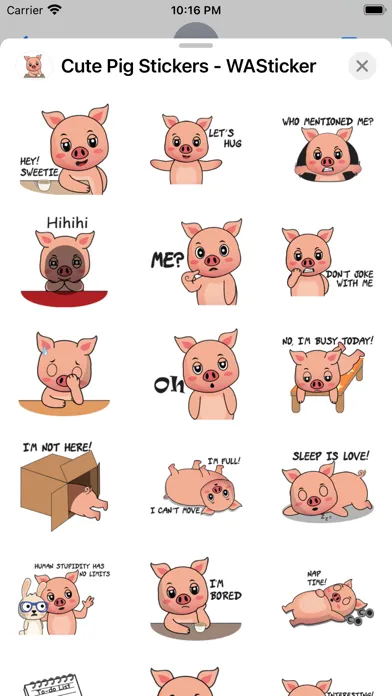 Zrzuty ekranu Cute Pig Stickers - WASticker