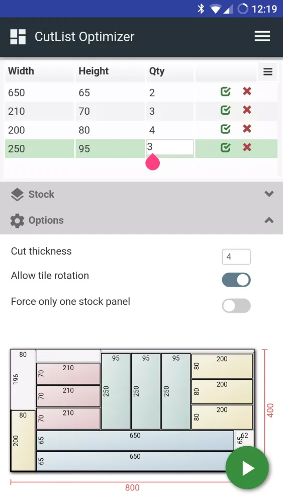 CutList Optimizer スクリーンショット