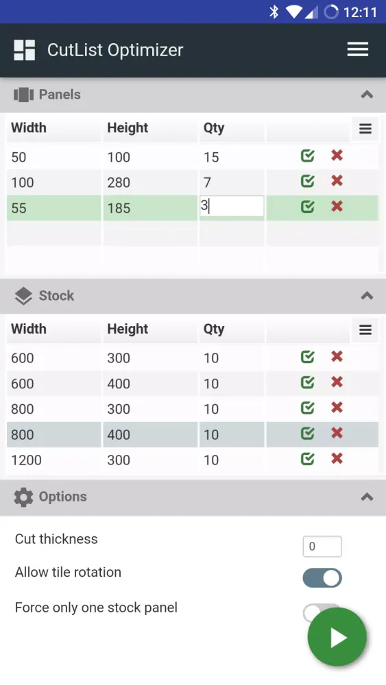 CutList Optimizer スクリーンショット