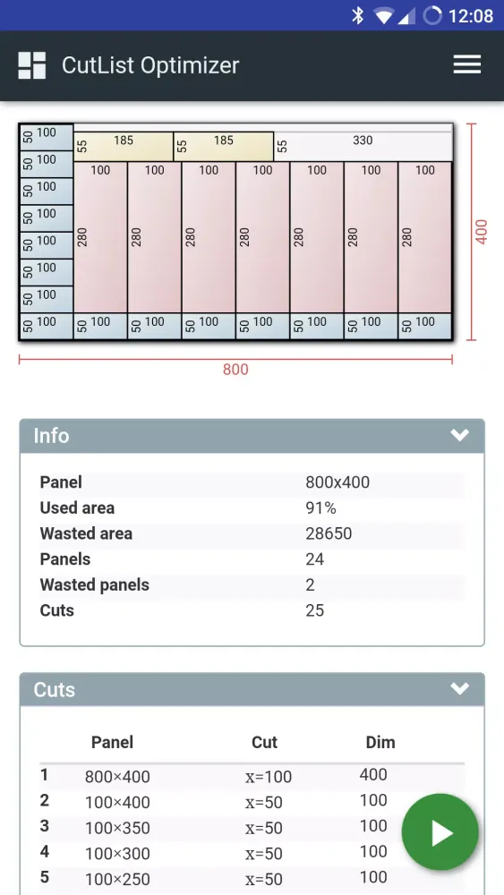 CutList Optimizer スクリーンショット