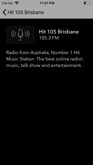 Tangkapan skrin Radio Hit 105 Brisbane