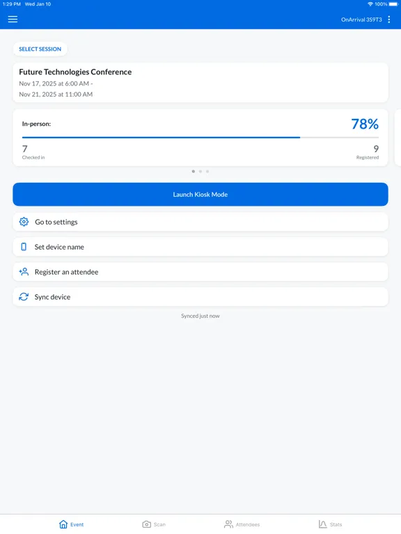 Tangkapan layar OnArrival iPad 